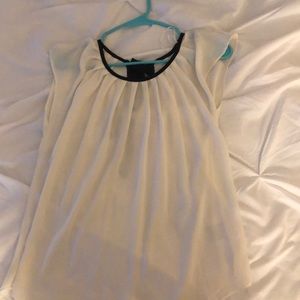 White Sheer blouse with Black Bow